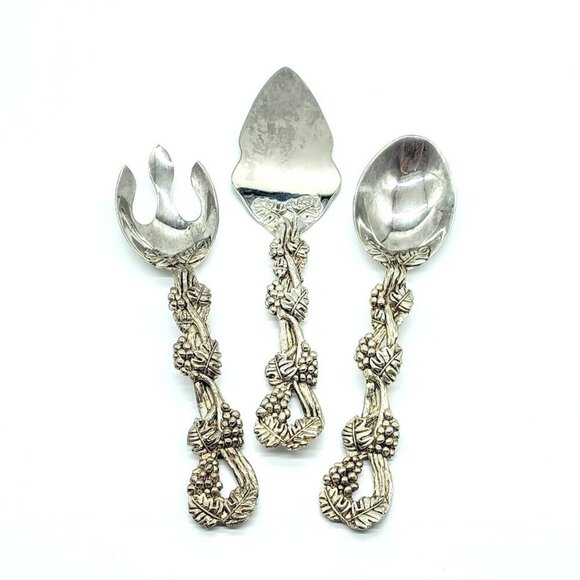 Vintage Godinger Silverplate Grapes Leaves 3-Piece Serving Set - Picture 1 of 5